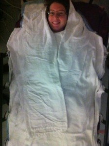 It was really cold in surgery so afterward they put warm towels and blankets on me.
