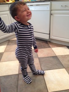 Posing in his favorite PJs